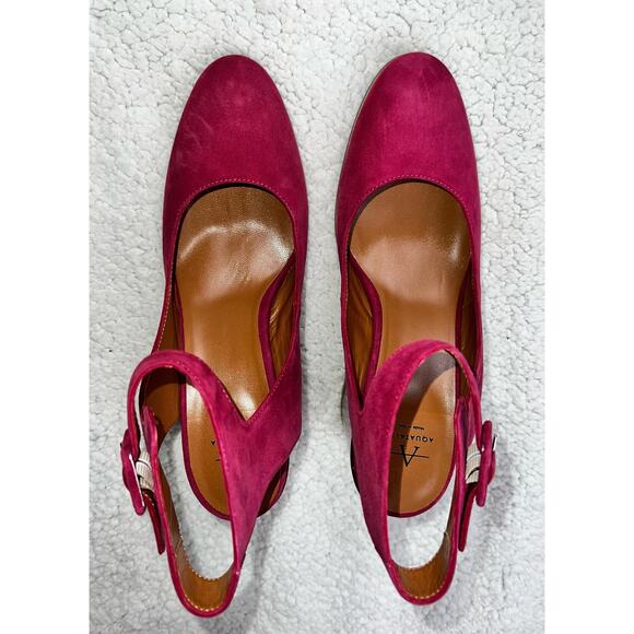 Aquatalia Chunky Heel Suede Mary Janes - maroon - size 8.5 - L1 - Picture 9 of 10